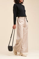 Pantalon Wide Legs Taille Haute Rostand - Beige