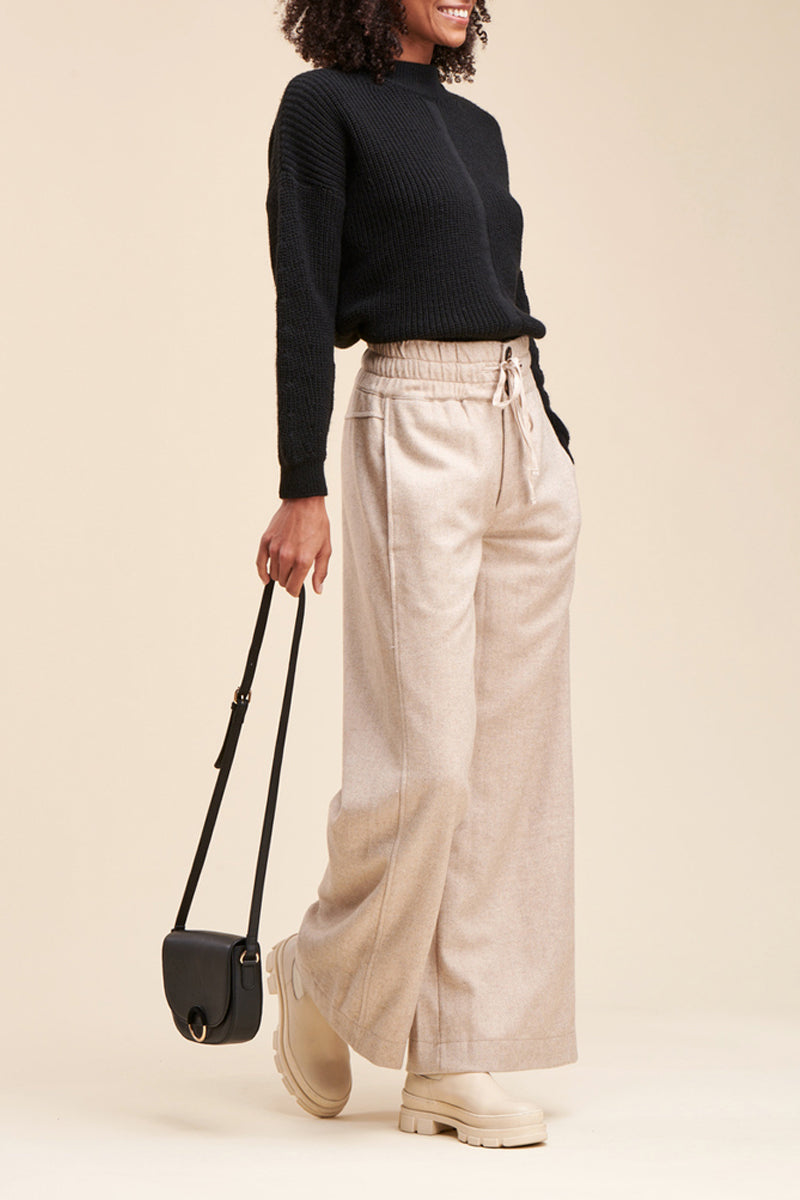 Pantalon Wide Legs Taille Haute Rostand - Beige
