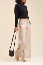 Pantalon Wide Legs Taille Haute Rostand - Beige