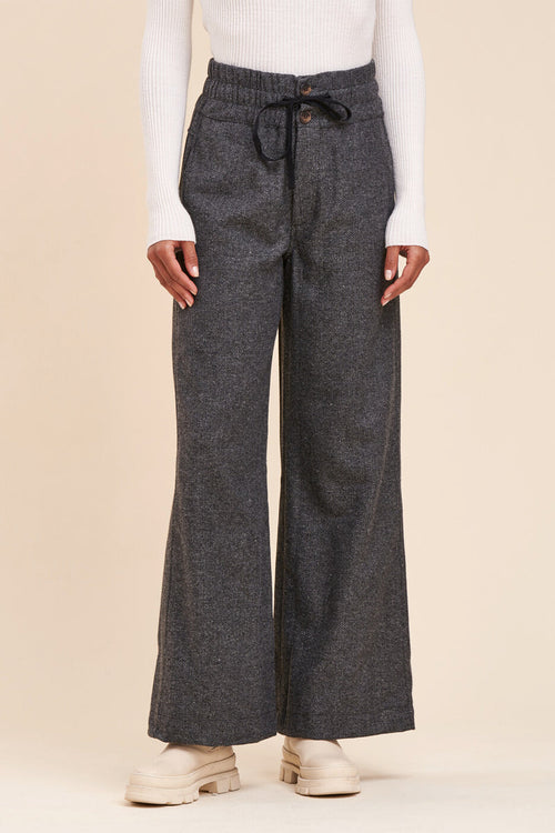 Rostand High Waisted Wide Legs Trousers Anthracite Heather
