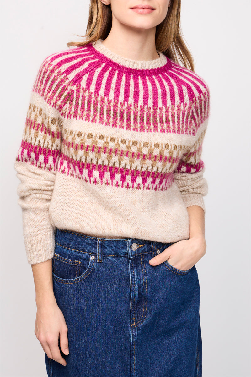 Alpaca And Mohair Rejane Jumper Beige And Pink