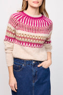 Jersey Rejane De Alpaca Y Mohair Beige Y Rosa