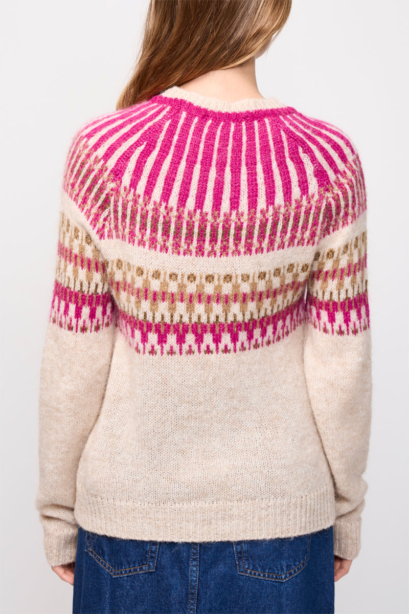 Alpaca And Mohair Rejane Jumper Beige And Pink