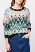 Pull Rima Beige Et Vert