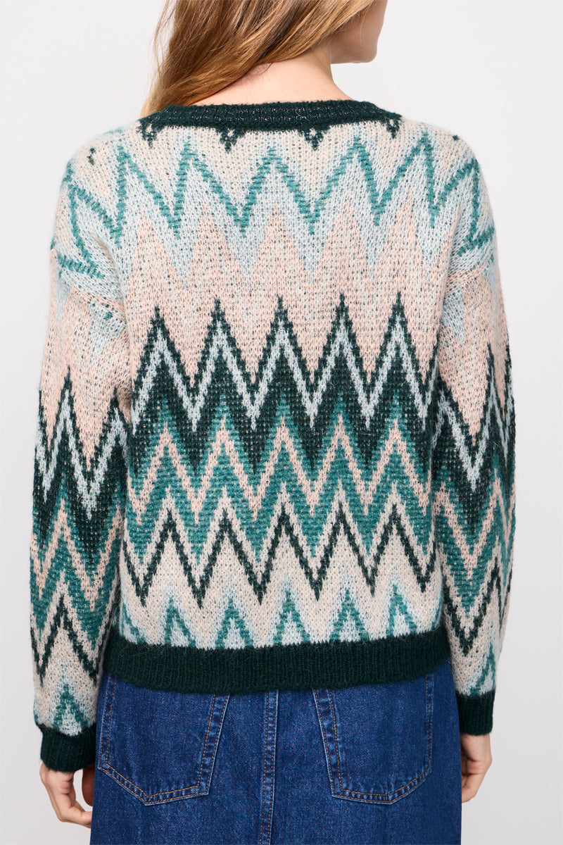 Pull Rima Beige Et Vert