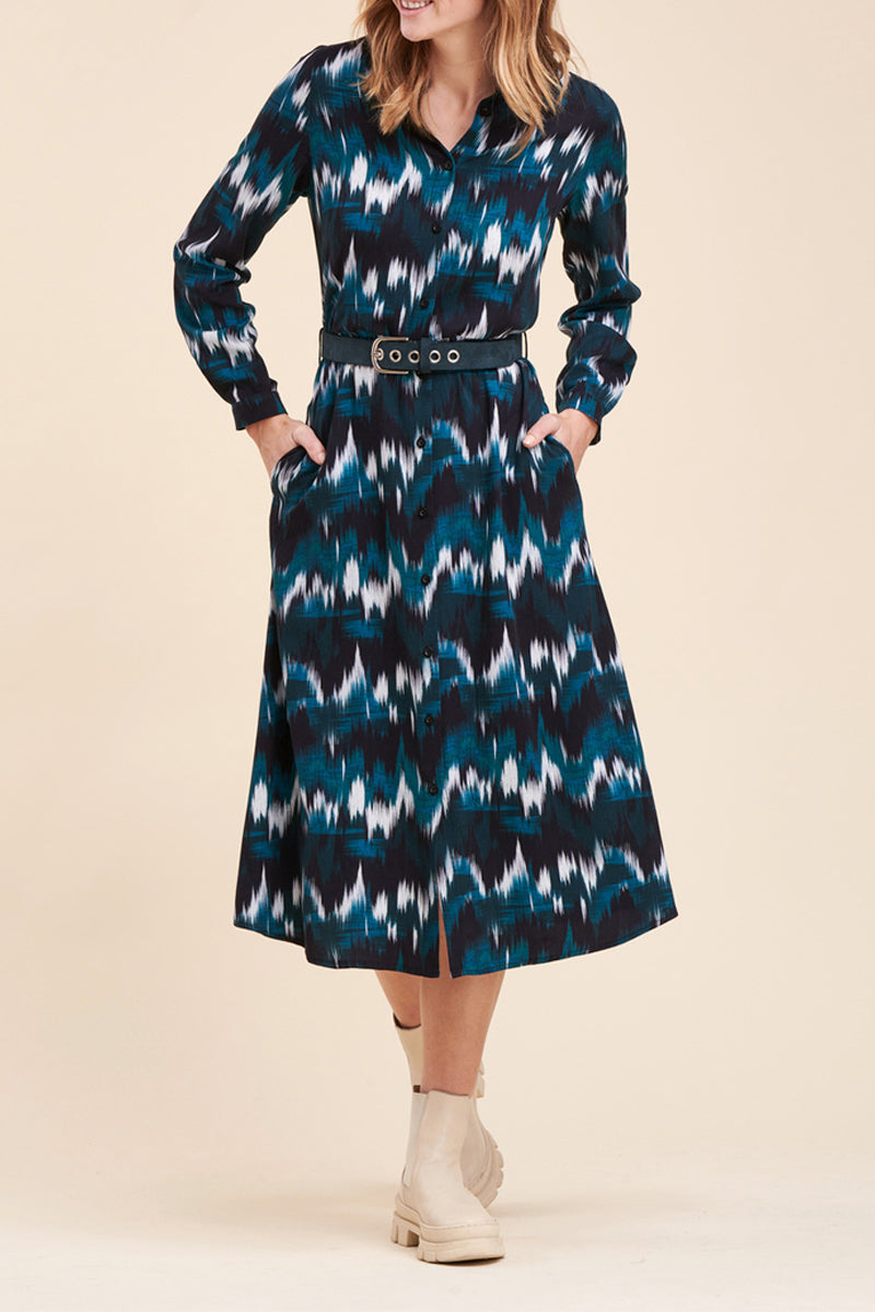 La Fée Maraboutée - Vestido Camisero Tie And Dye Calvia Azul Petróleo