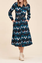 La Fée Maraboutée - Vestido Camisero Tie And Dye Calvia Azul Petróleo