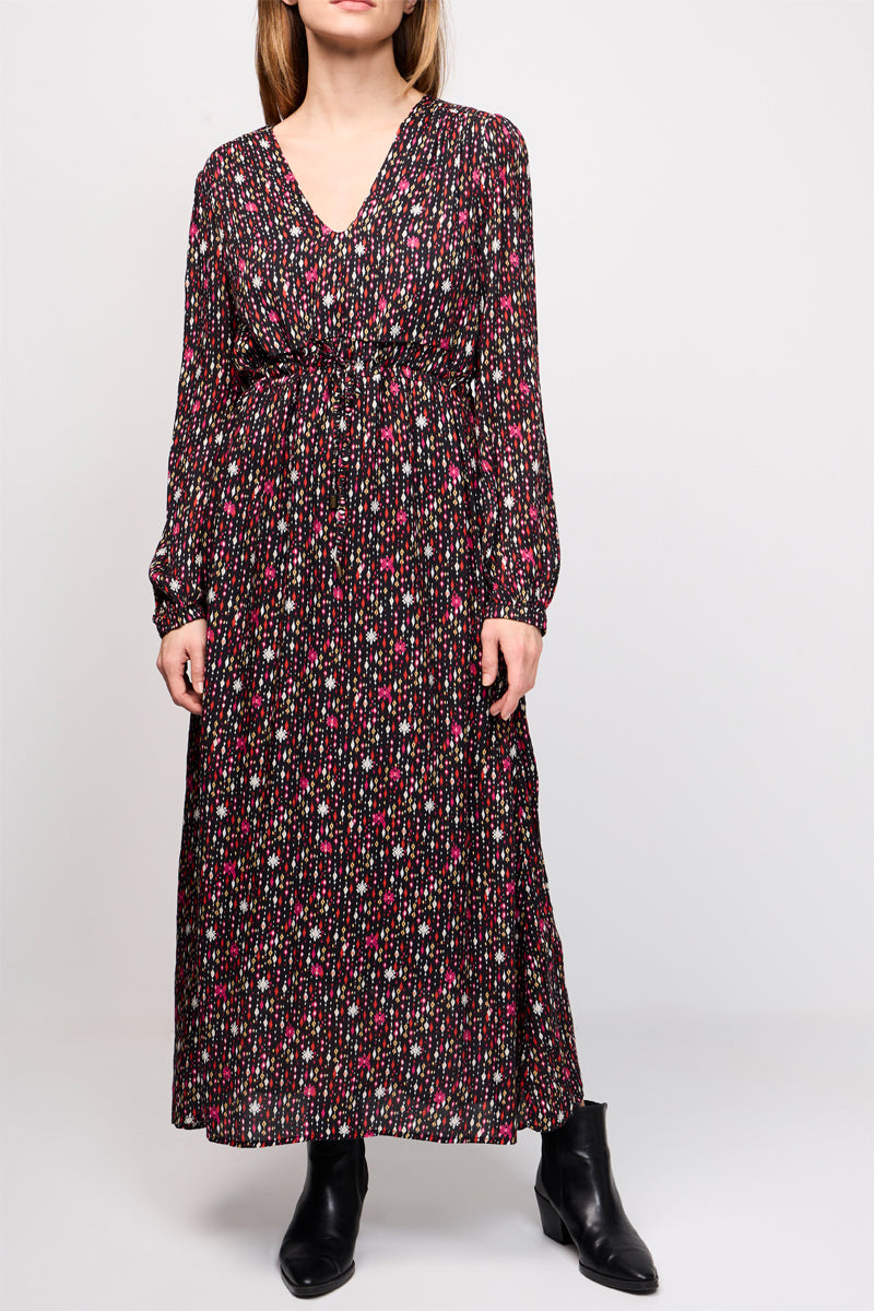 Robe Longue Prita Rose Et Blanc