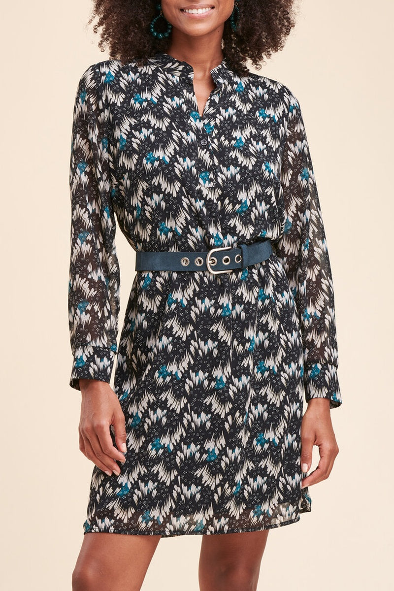 La Fée Maraboutée - Vestido Recto Rayant Negro
