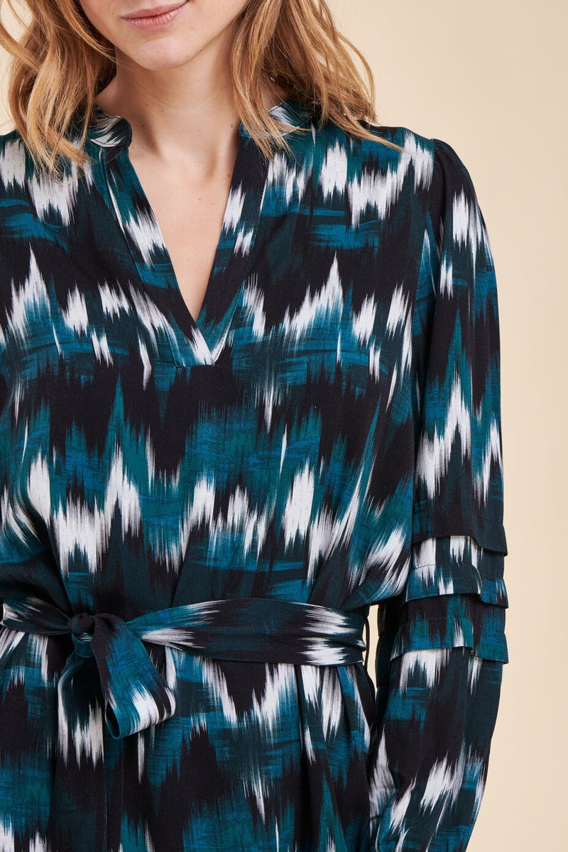 La Fée Maraboutée - Vestido Recto Romane Azul Petróleo