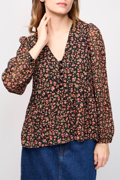Blouse Rania Noir Et Rouge