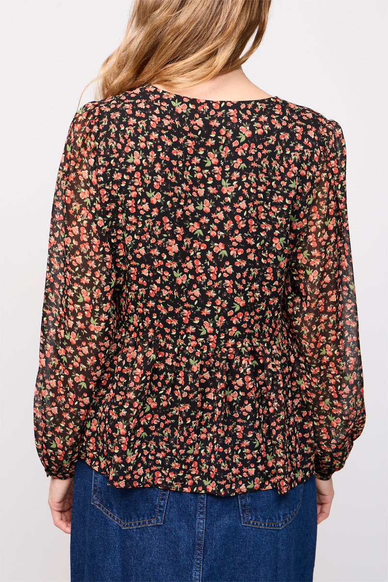 Blouse Rania Noir Et Rouge
