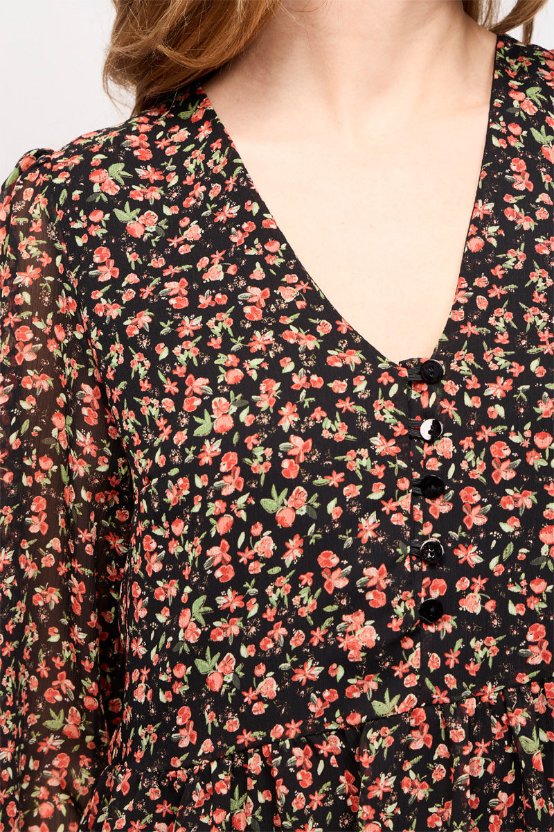 Blouse Rania Noir Et Rouge