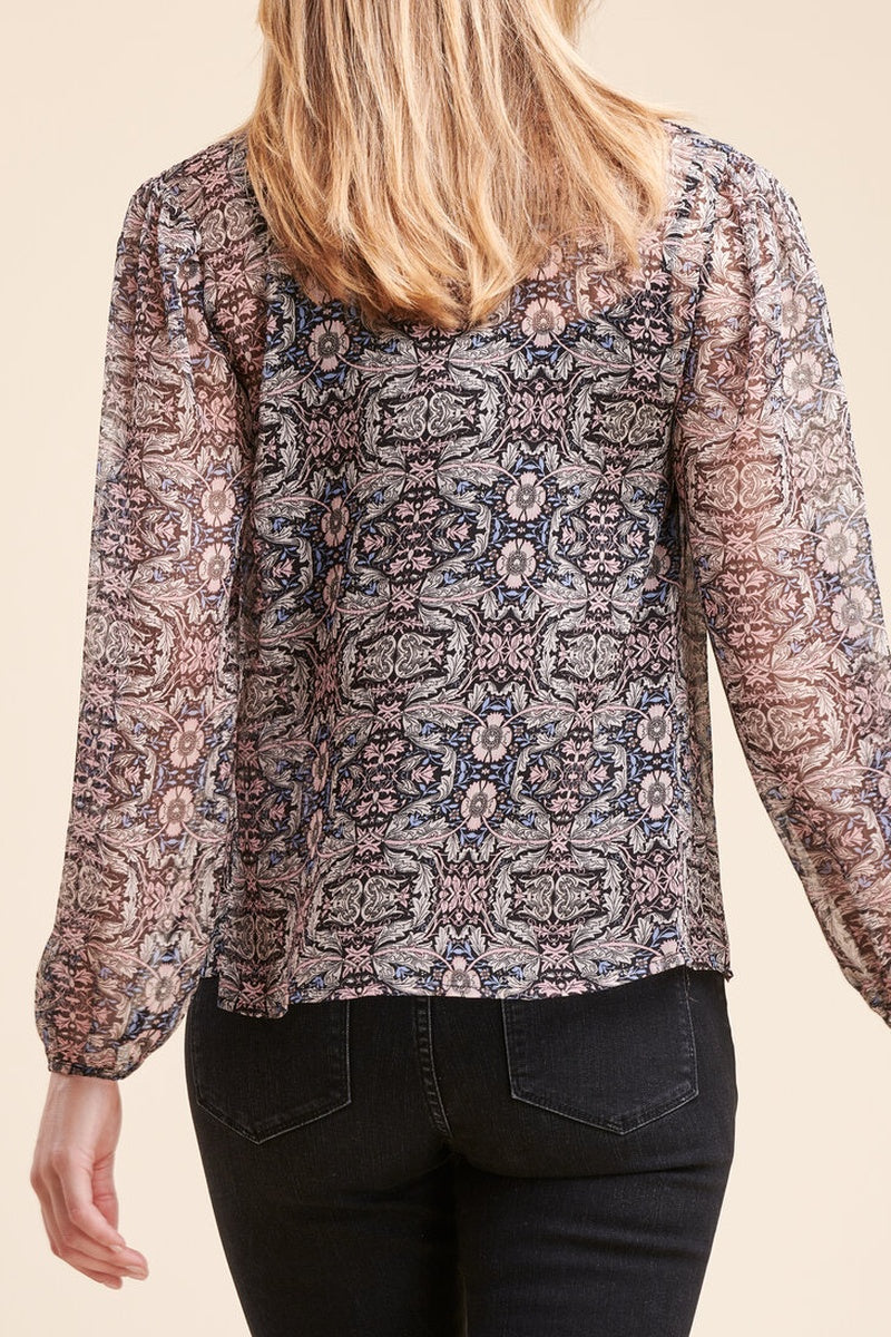 Blouse Richiro Rose Et Bleu Marine