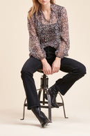 Blouse Richiro Rose Et Bleu Marine