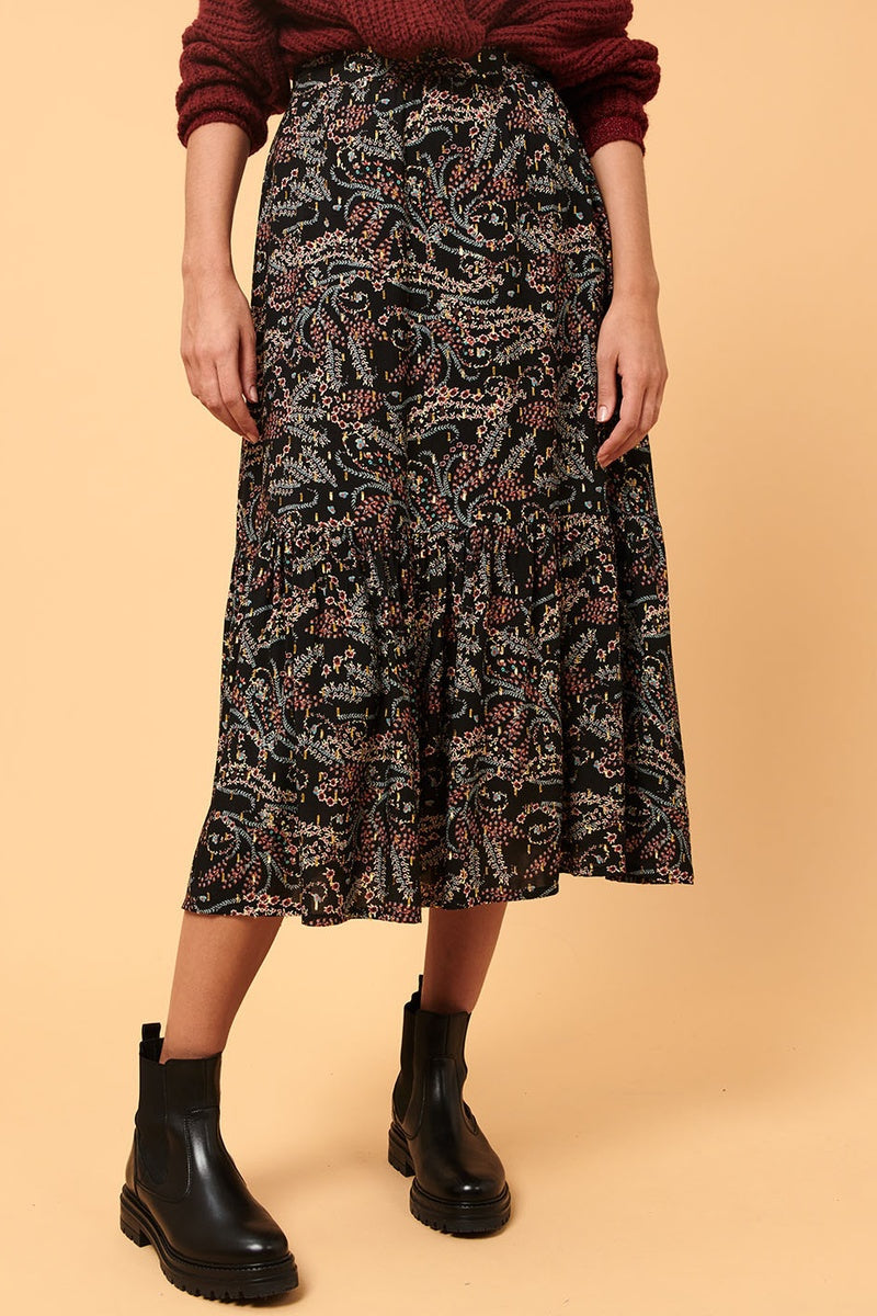La Fée Maraboutée - Cima Black High-Waist Midi Skirt