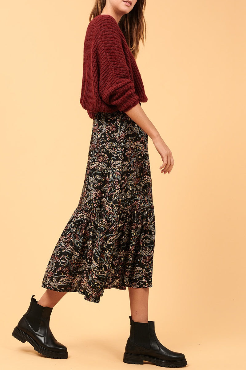 La Fée Maraboutée - Cima Black High-Waist Midi Skirt