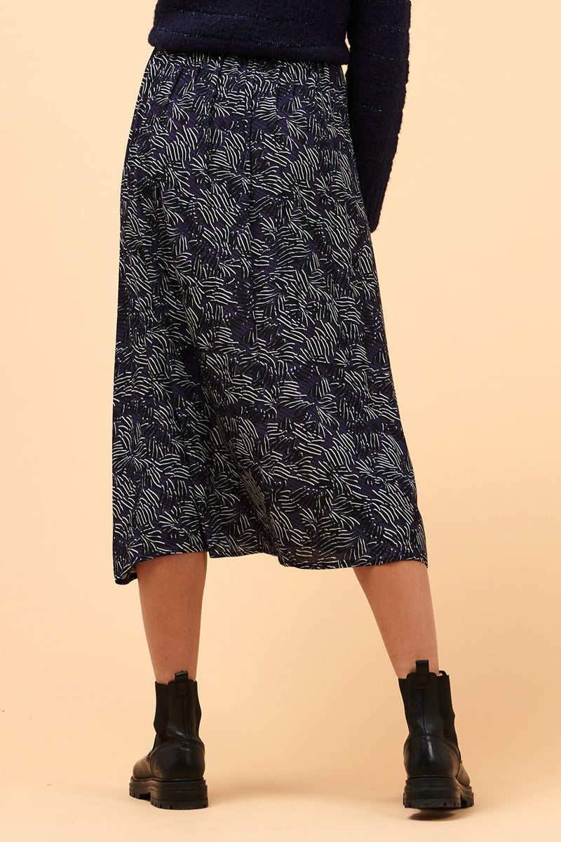 La Fée Maraboutée - Falda Midi Cisma Azul Marino Y Crudo