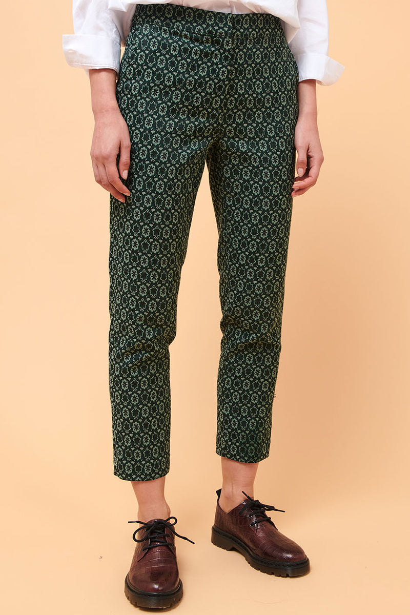 Billy High Waist 7/8 Cigarette Pants - Dark Green