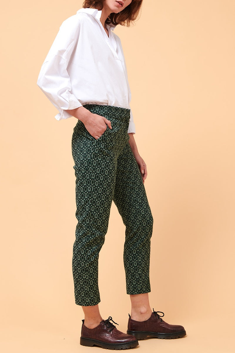Billy High Waist 7/8 Cigarette Pants - Dark Green
