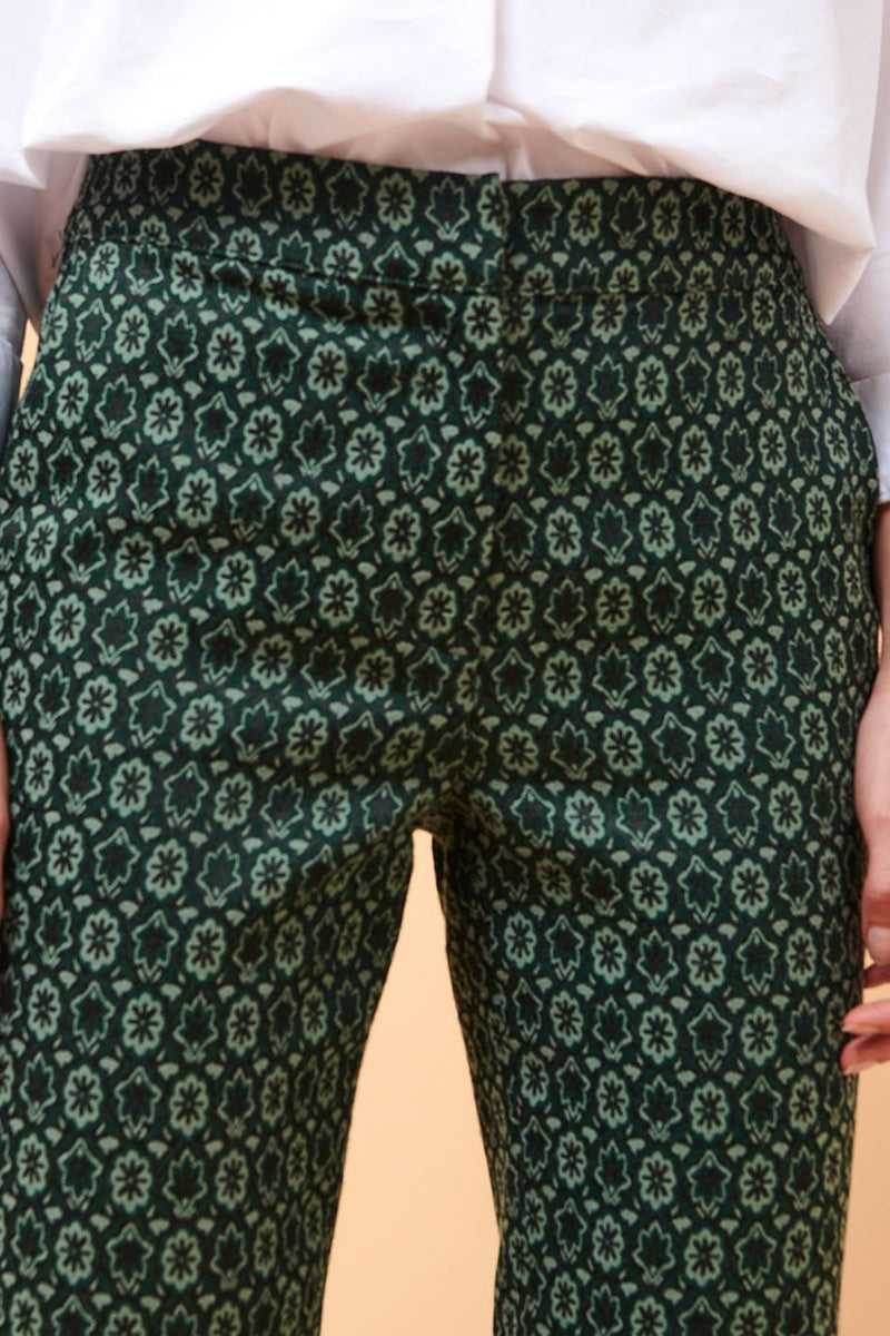 Billy High Waist 7/8 Cigarette Pants - Dark Green