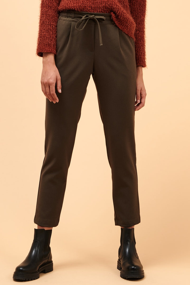 Pantalon Cigarette 7/8 Taille Haute Cascade - Kaki
