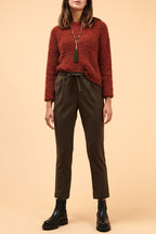 Pantalon Cigarette 7/8 Taille Haute Cascade - Kaki