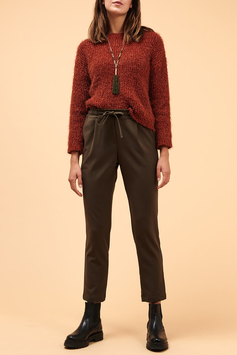 Pantalon Cigarette 7/8 Taille Haute Cascade - Kaki