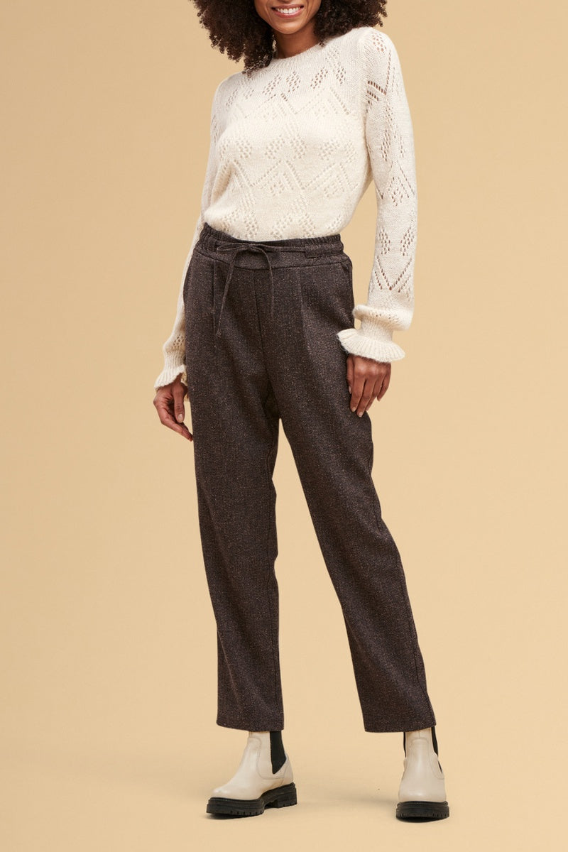 High-Waist Bootcut Trousers Cascade - Dark Brown Marl