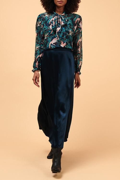 Blouse En Soie Anemone Turquoise Et Rose