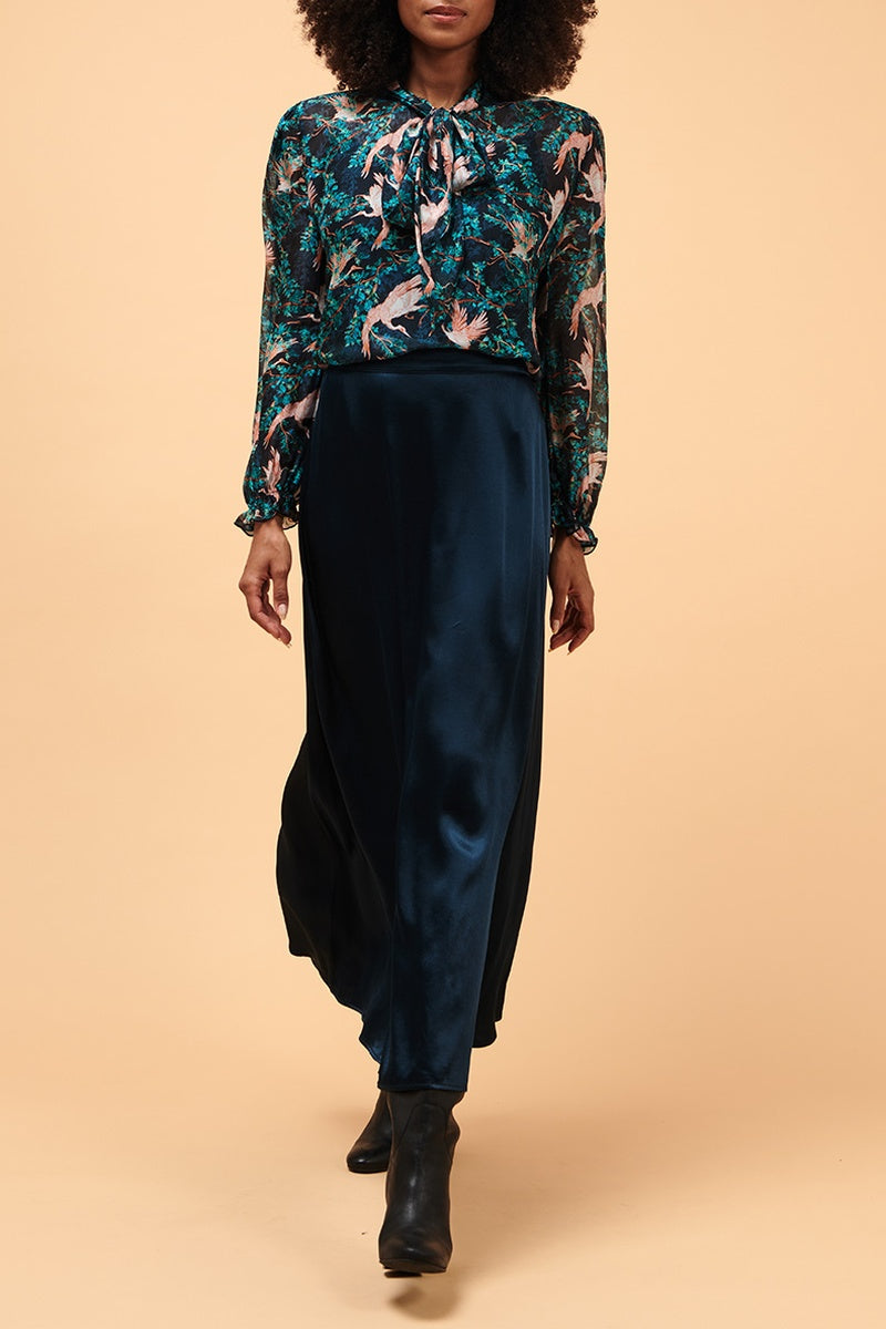 Blouse En Soie Anemone Turquoise Et Rose