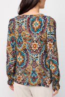 Blouse Colette Marron Et Bleu