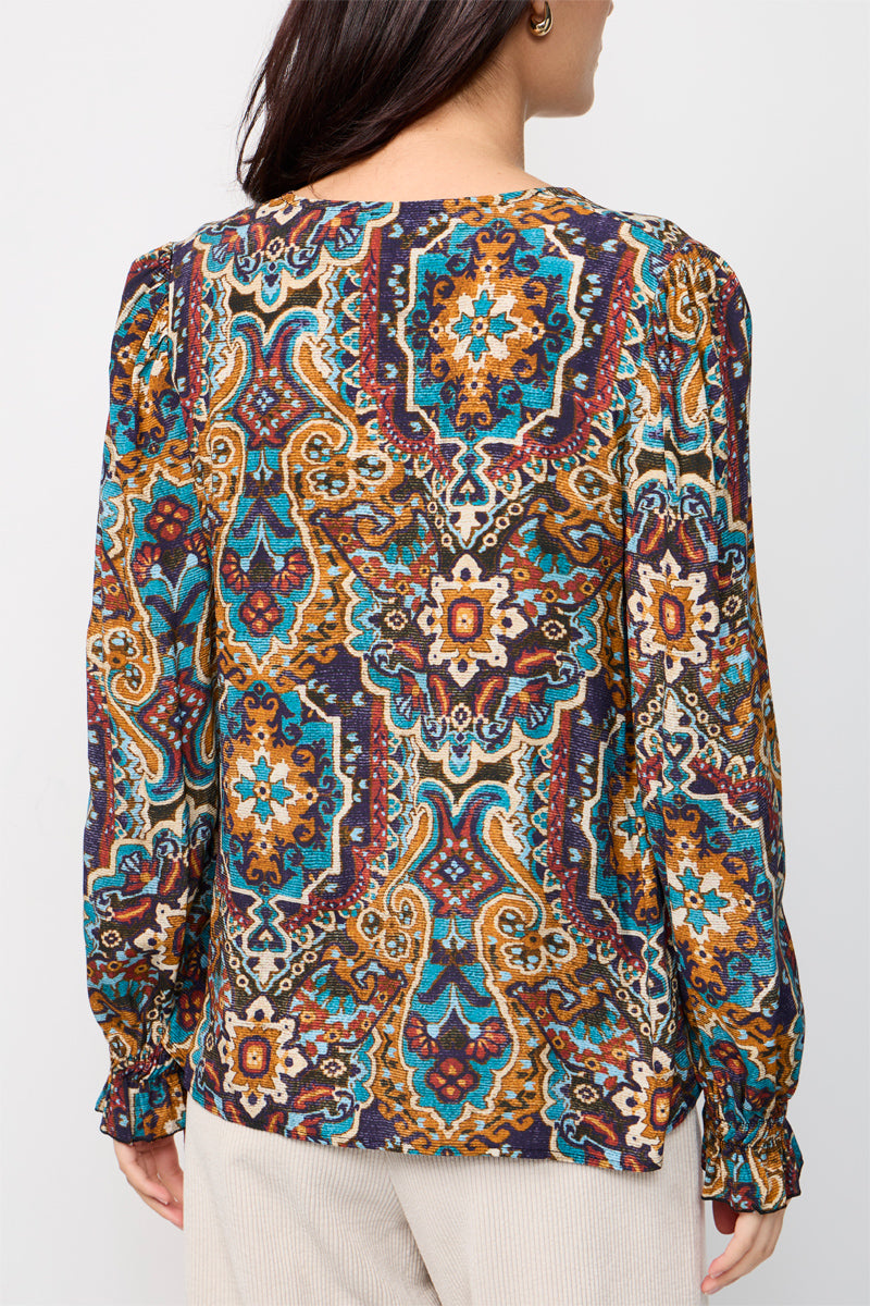 Blouse Colette Marron Et Bleu