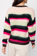Pull En Mohair Regny Vert, Rose Et Noir