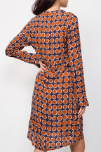 Dark Blue and Camel Payant Straight Dress