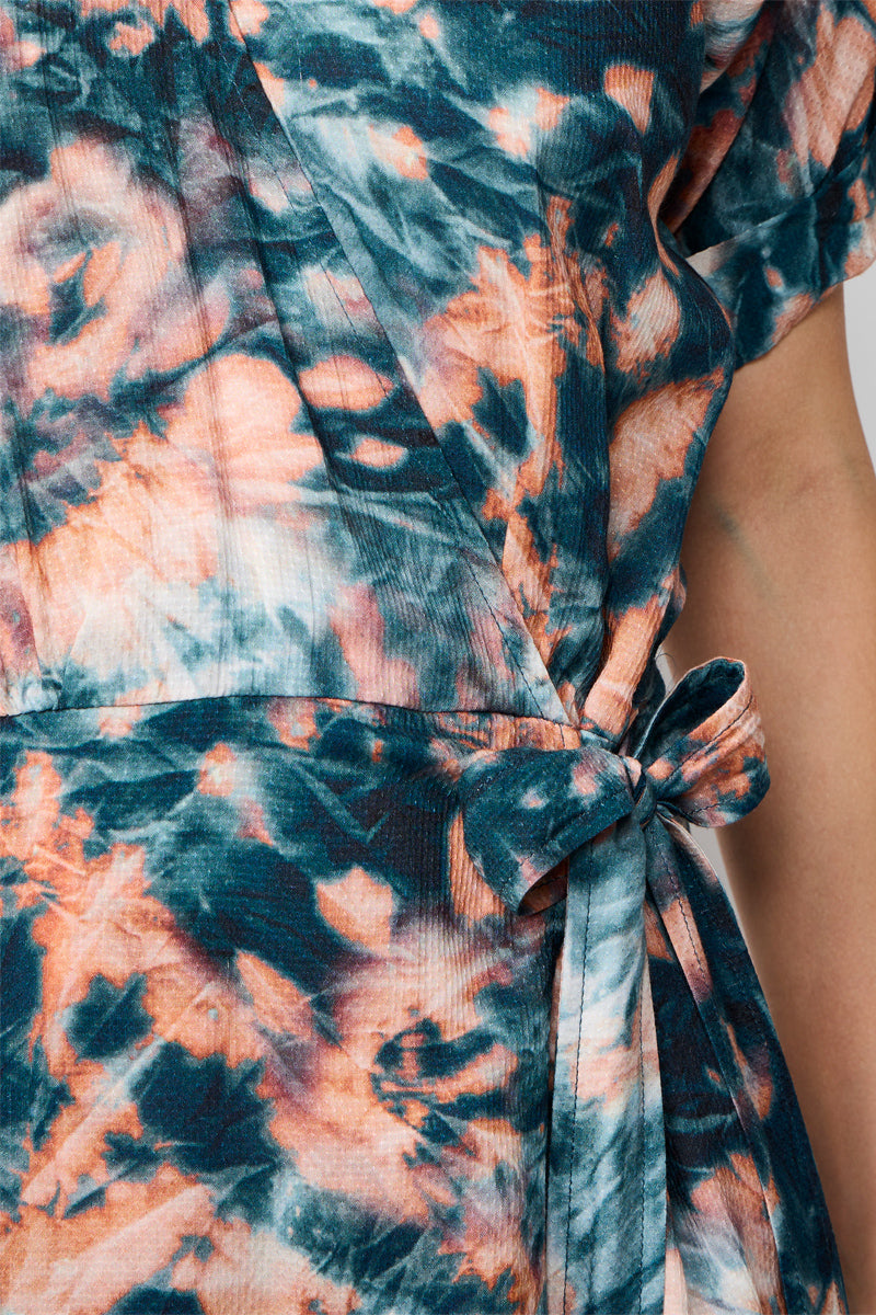 Robe Portefeuille Bastia Bleu Caraïbes Et Rose