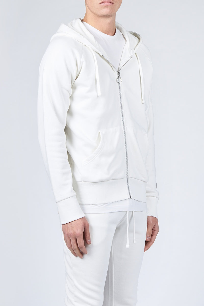 Sweat à capuche Urban Raglan Zip Up - Ecru