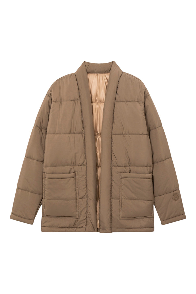Kimono Down Puffer Jacket Taupe - Unisex