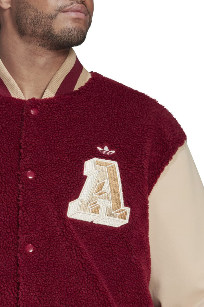 Teddy Polaire Varsity Jacket Bordeaux - Homme