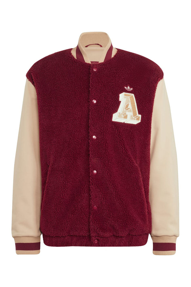 Teddy Polaire Varsity Jacket Bordeaux - Homme