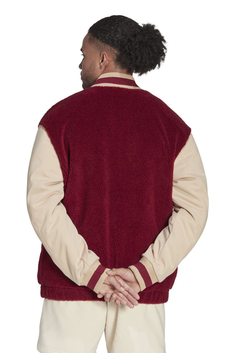 Teddy Polaire Varsity Jacket Bordeaux - Homme