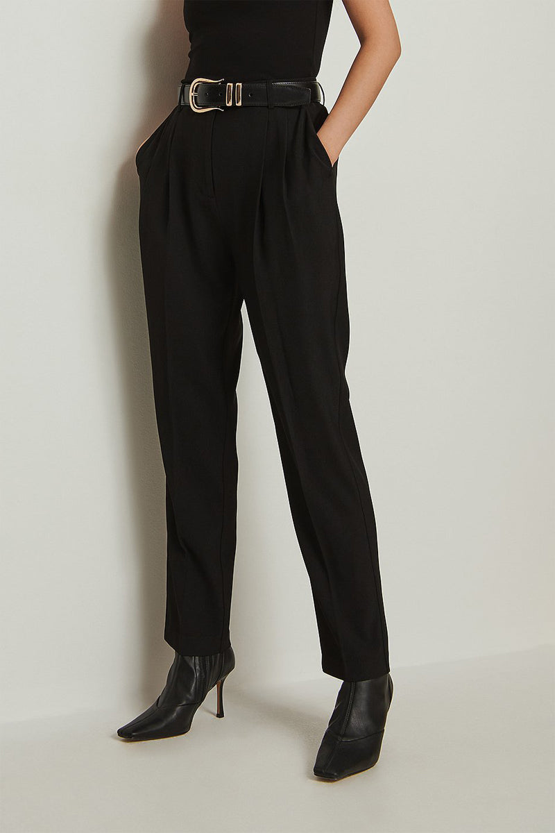 High-Waisted Carrot Trousers - Black