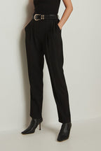 High-Waisted Carrot Trousers - Black