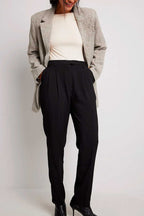 High-Waisted Carrot Trousers - Black