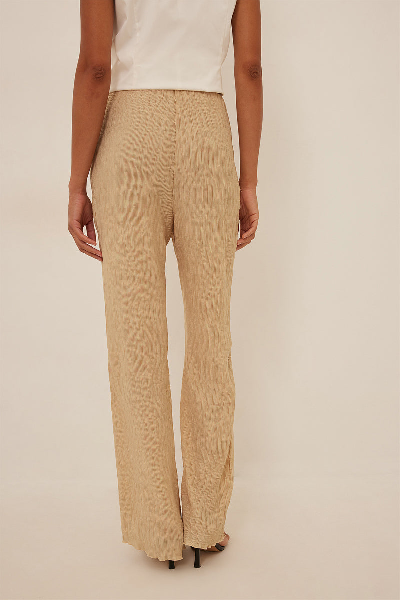 Beige High Waisted Wide Legs Trousers