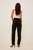 Black High-Waist Straight-Leg Trousers