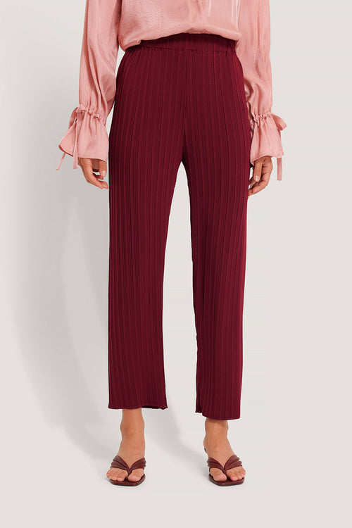 Pantalon Droit Plissé 7/8 - Bordeaux