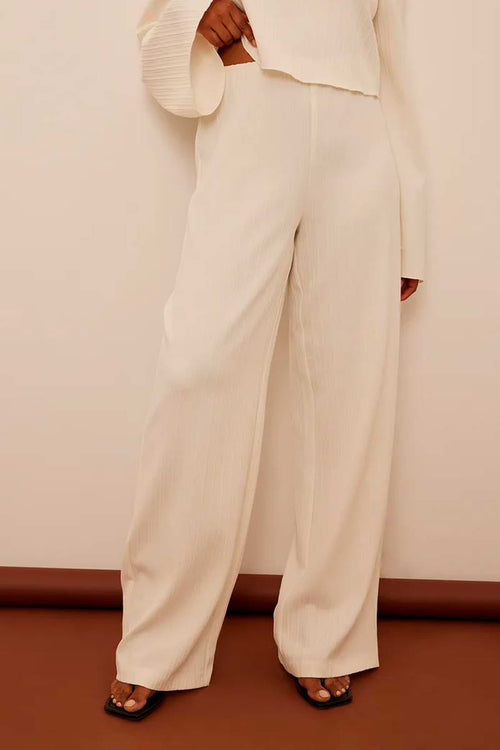 Pantalon Wide Legs Taille Haute - Blanc