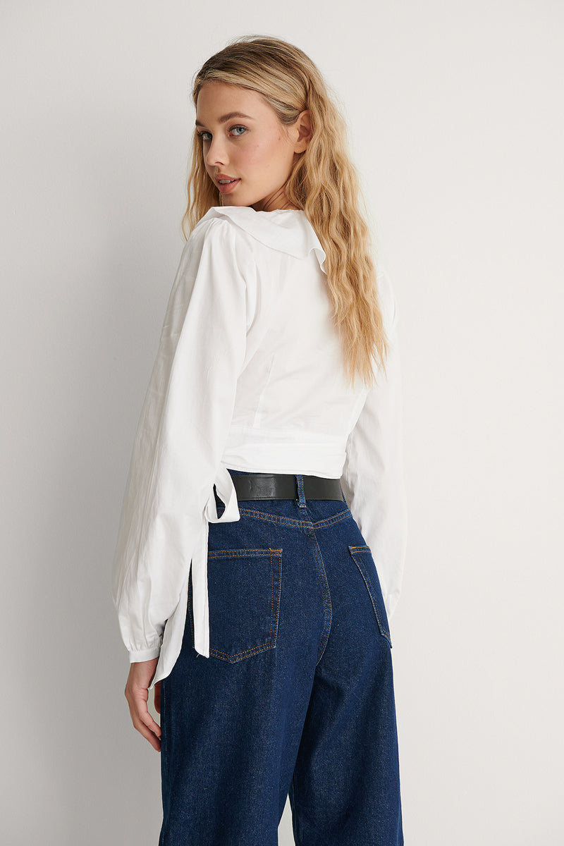Crop Top Portefeuille En Coton Biologique - Blanc