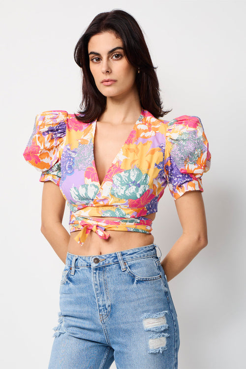 Crop Top - Jaune Et Violet